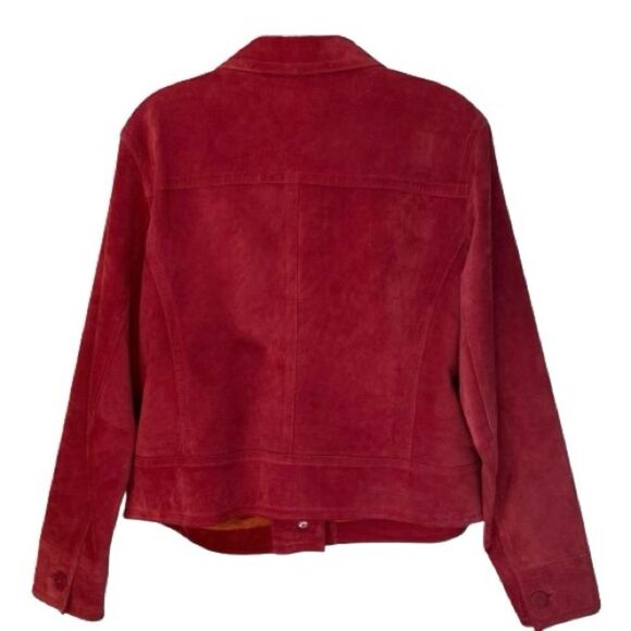 VTG Fieldgear Suede Leather Button Brick Red Western Boho Blazer Jacket Size L - Picture 2 of 10
